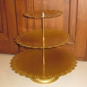 Gold Tone 3 Tier Dessert Server- call out